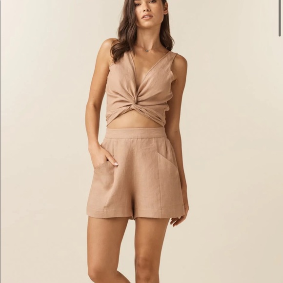 Vetta Pants - Vetta Linen shorts in dusty blush
